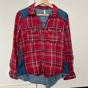 Flannel denim button up